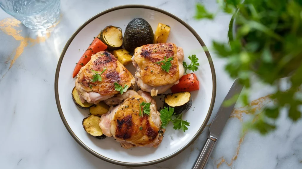 easy boneless skinless chicken thigh recipes baked oven charred with veggies