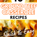 A homemade oven-baked ground beef casserole topped with creamy mashed potatoes, sprinkled with herbs, and served in a red baking dish.