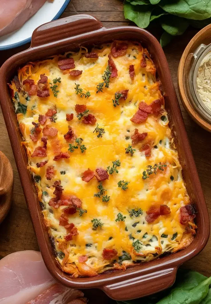 Keto Chicken Bacon Ranch Casserole With Spinach