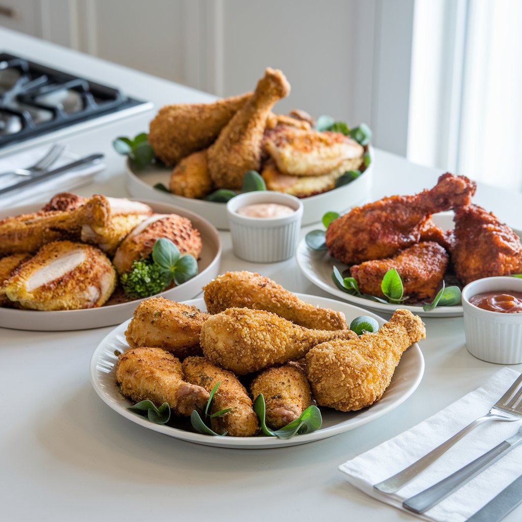 a variety of air fried dishes
