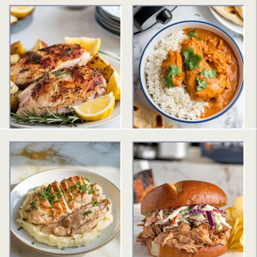 4 different dump and go crockpot dinner dishes