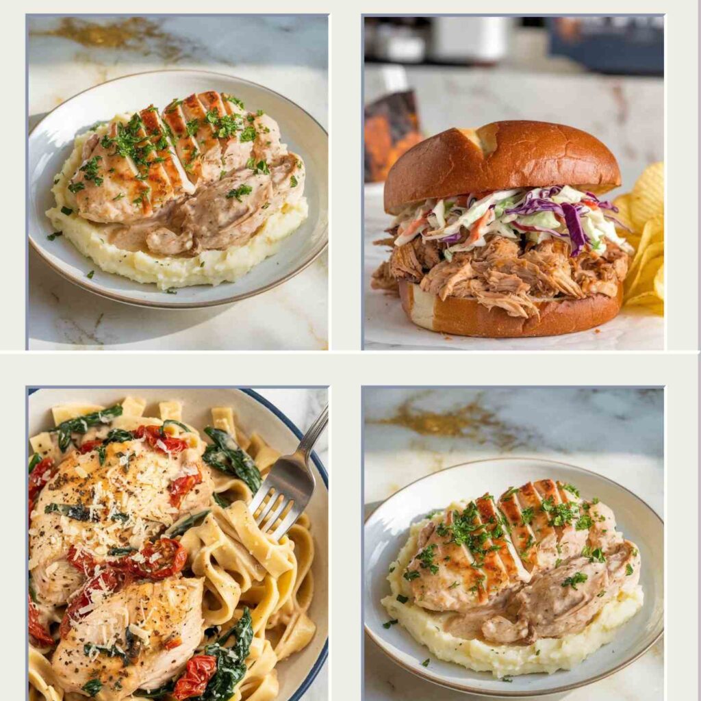 4 different easy crockpot chicken dinners