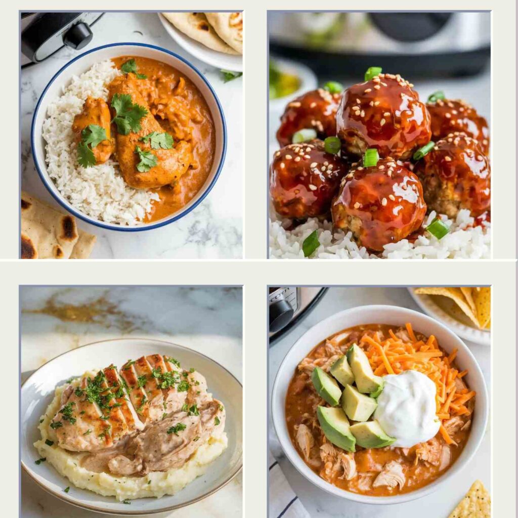 4 different easy weeknight crockpot dinners