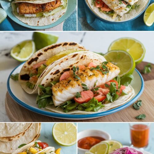 5 different fish taco dishes in soft shells