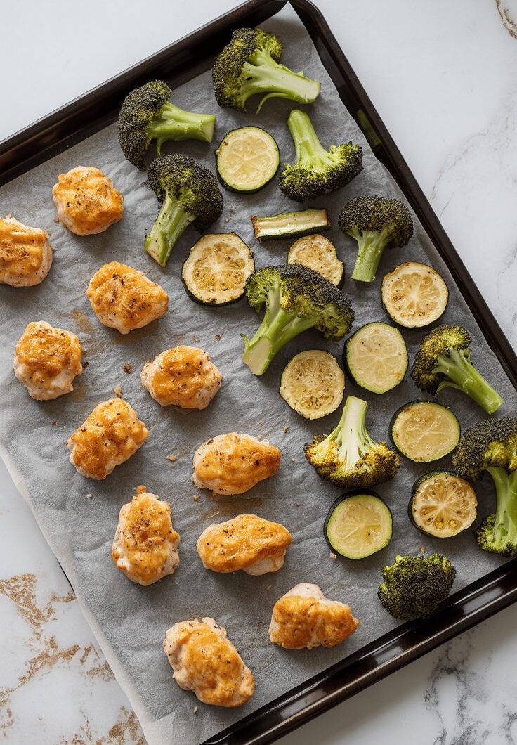 Crispy Keto Chicken Nuggets with Roasted Veggies