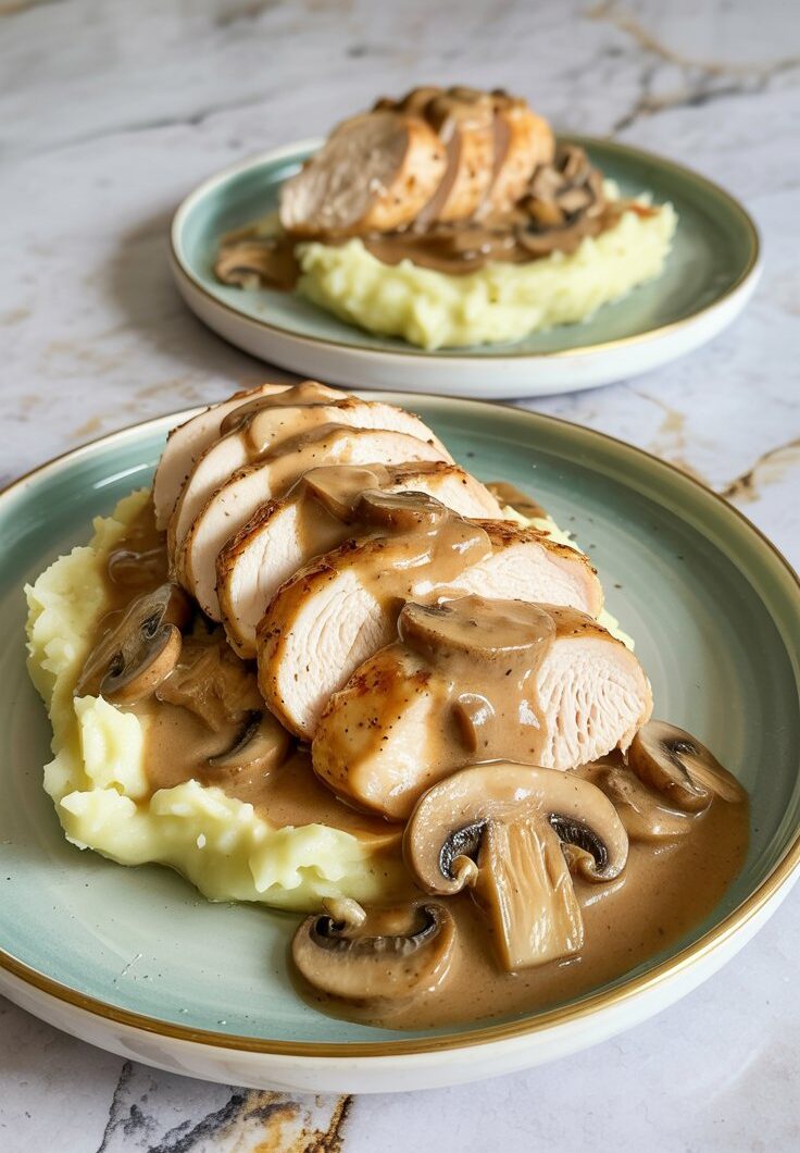 Crockpot Creamy Mushroom Chicken for Two