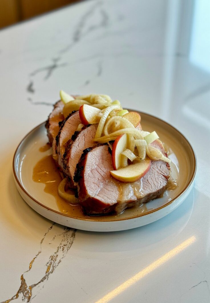 Crockpot Pork Tenderloin with Apples for Two