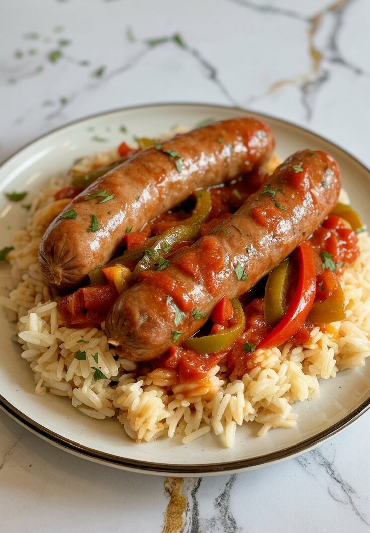 Crockpot Sausage and Peppers for Two