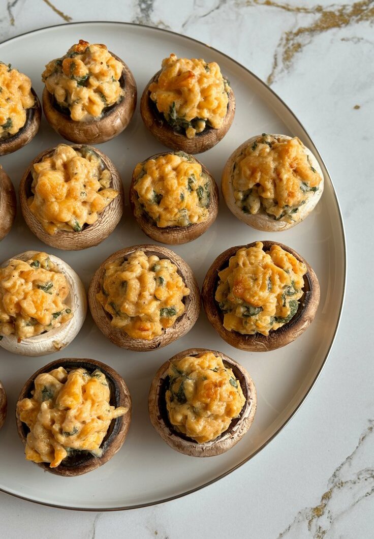 Cheesy Stuffing-Stuffed Mushrooms