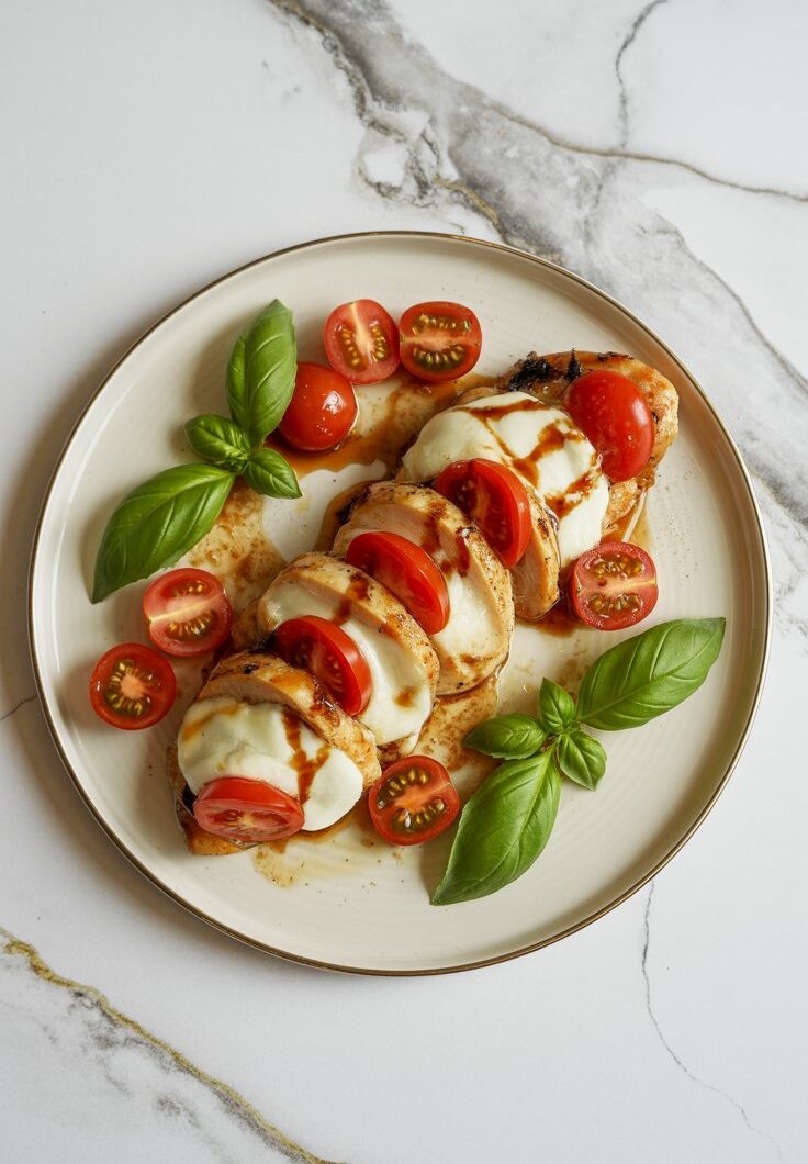 Crockpot Caprese Chicken with Balsamic Glaze