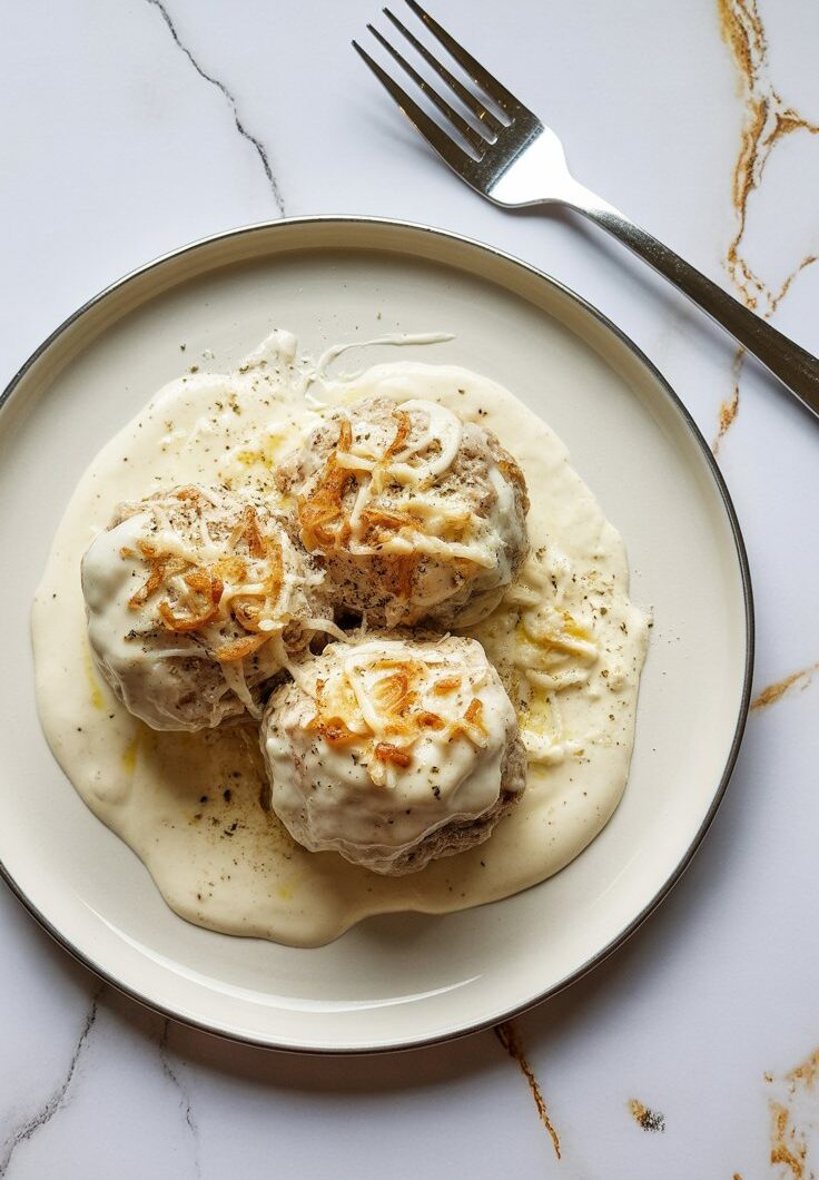 Keto Meatballs in Creamy Garlic Sauce