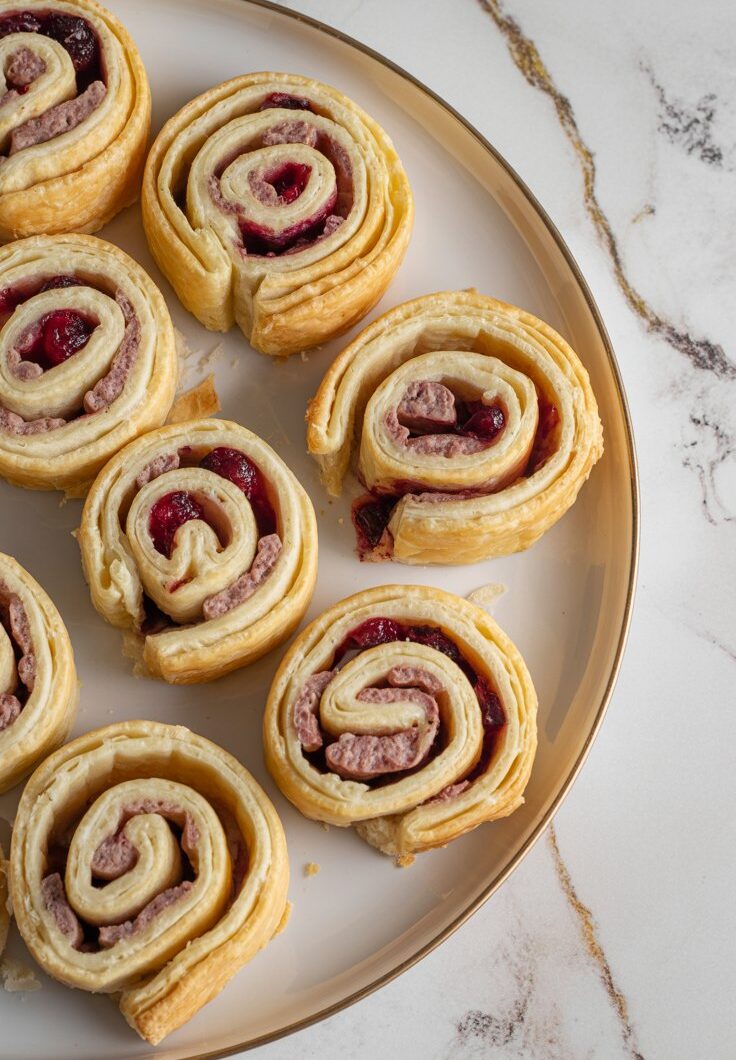 Sausage & Cranberry Puff Pastry Rolls