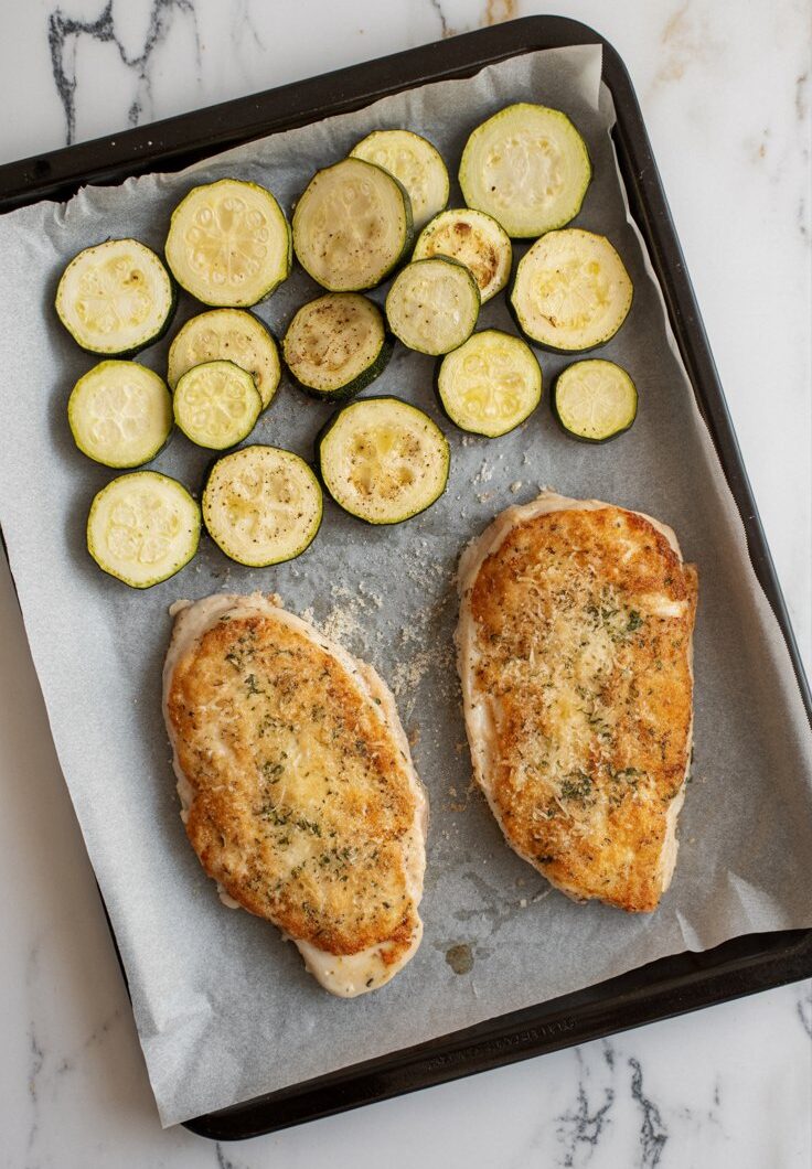 Baked Parmesan-Crusted Chicken & Zucchini