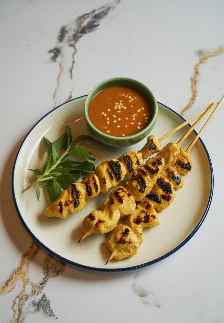 Chicken Satay Skewers with Peanut Sauce