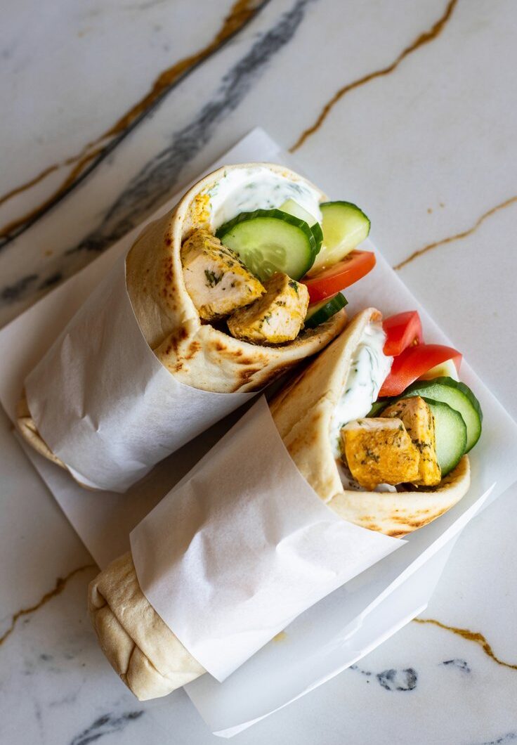 Greek Lemon-Oregano Chicken Wraps