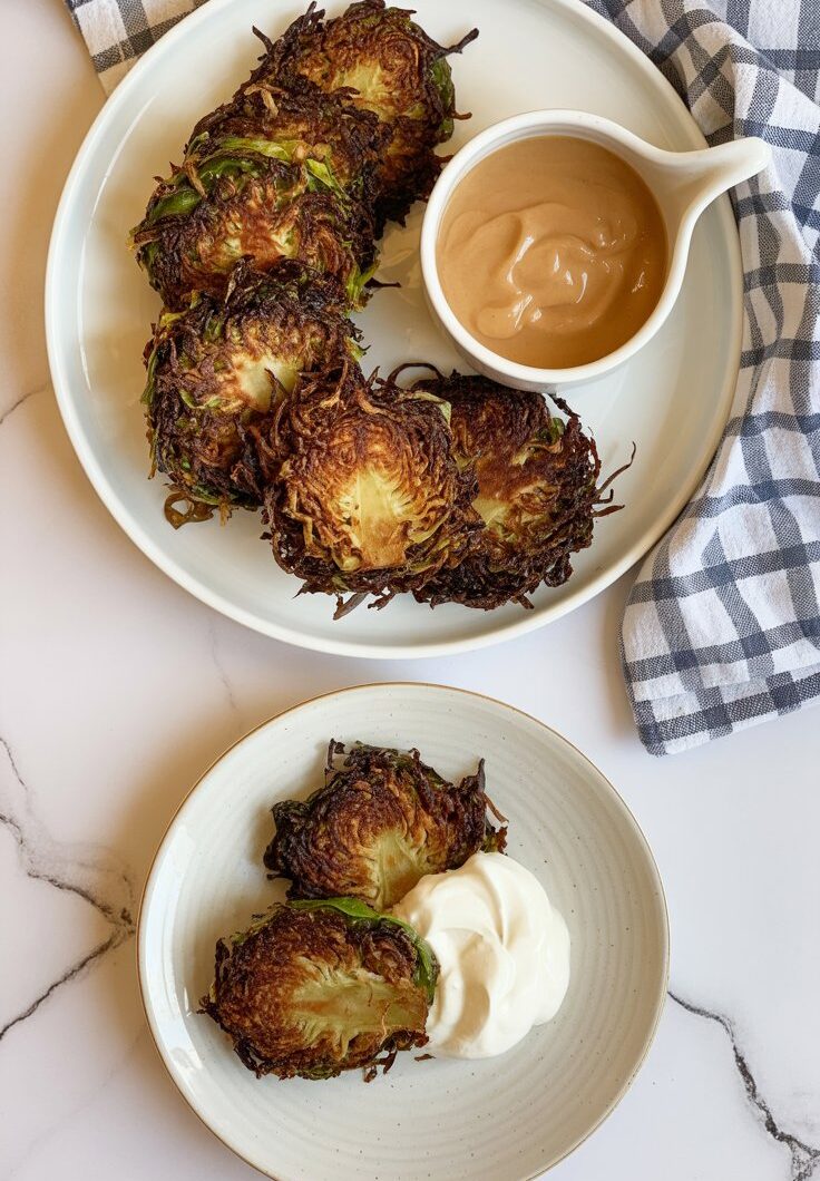 Brussels Sprout Latkes with Maple Sour Cream