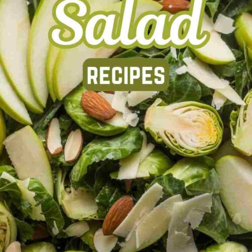 tasty apple and brussel sprout autumn salad with text "21 Autumn Salad Recipes"